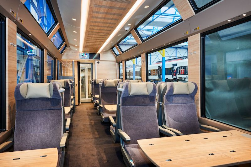1st class carriage on GoldenPass Express train in Switzerland