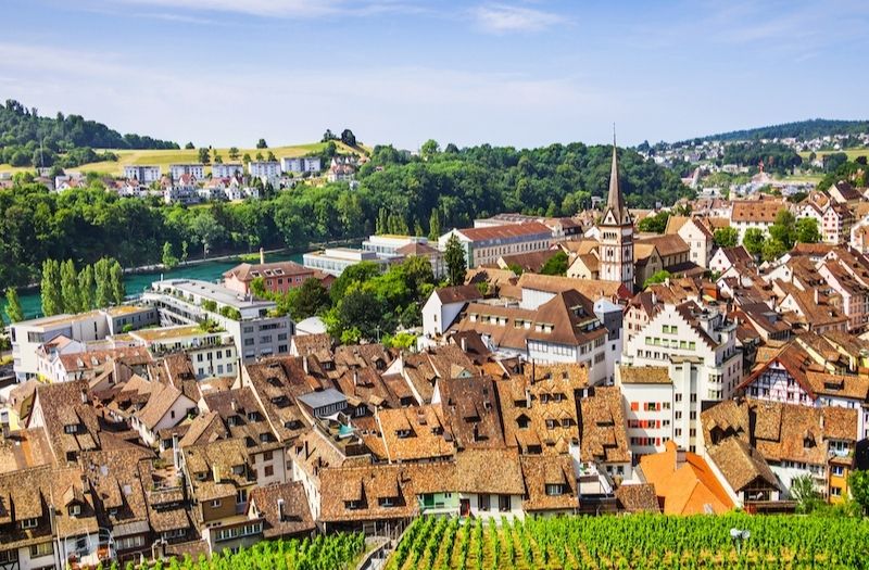 View over Schaffhausen from Munot Fortress